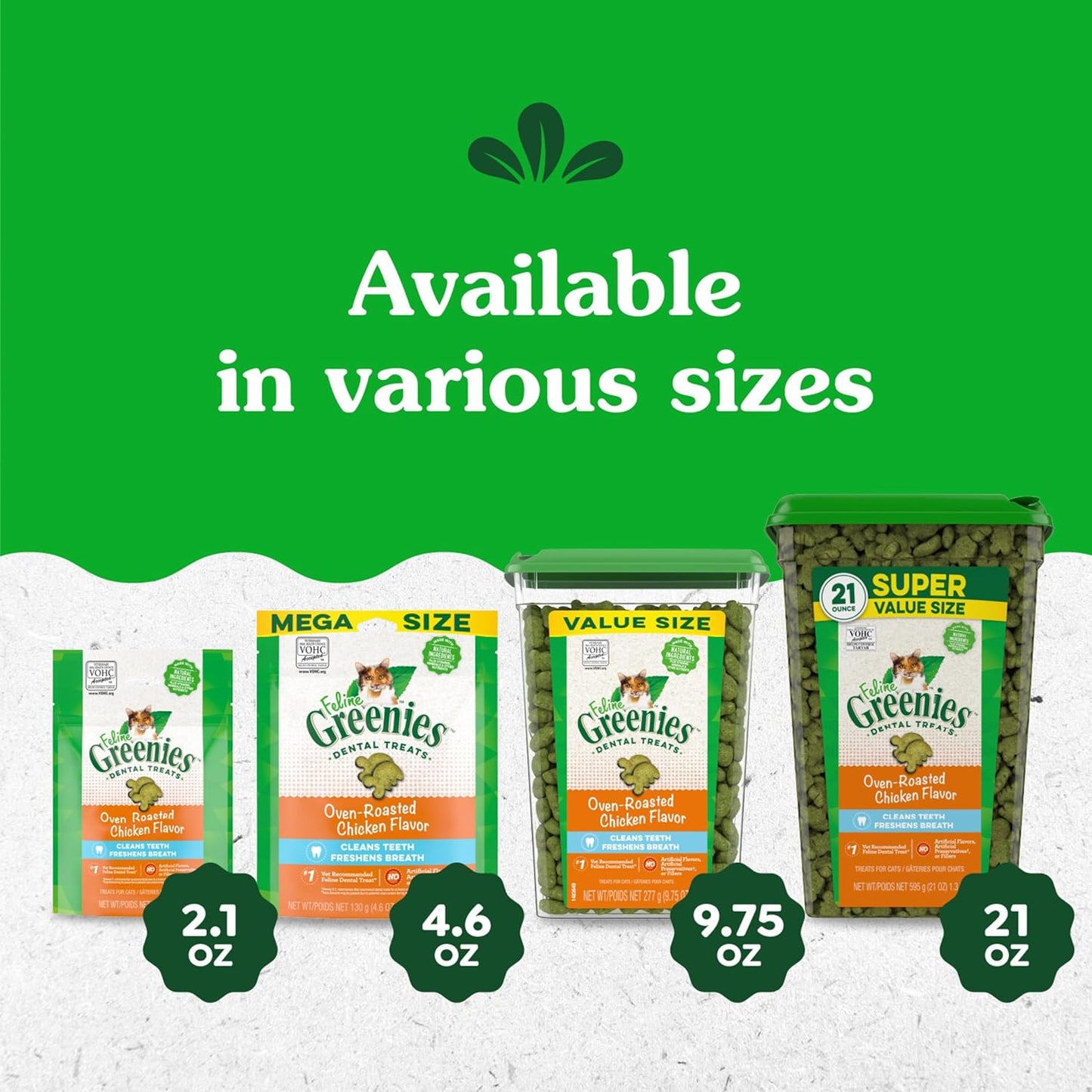Delicious Oven Roasted Chicken Dental Treats for Adult Cats - 9.75 Oz Tub